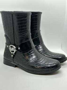 Michael Kors Black CrocodileRain Boots Size 8